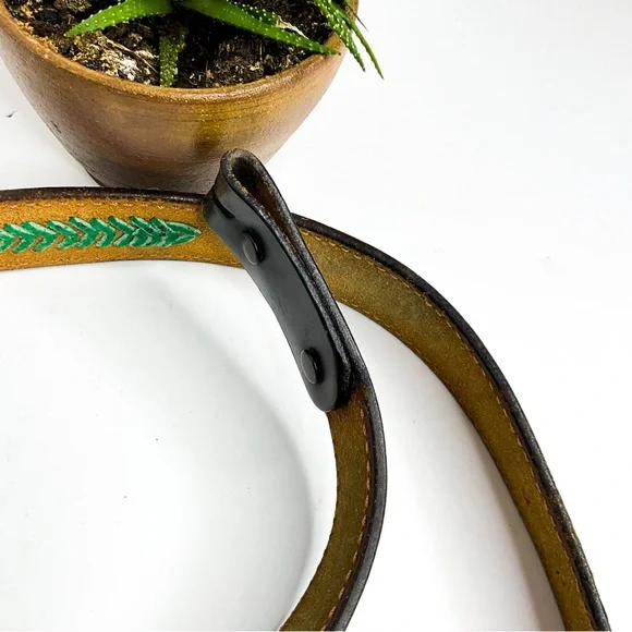 Vintage Richard Leather Belt Cutout Western Buffalo Brown Black - Picture 9 of 9